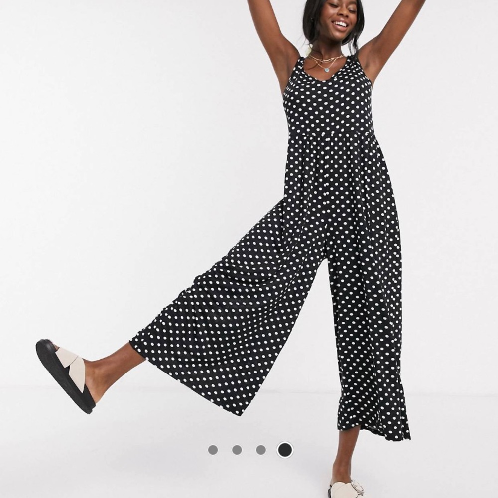 Jumpsuit in mono polka dot
